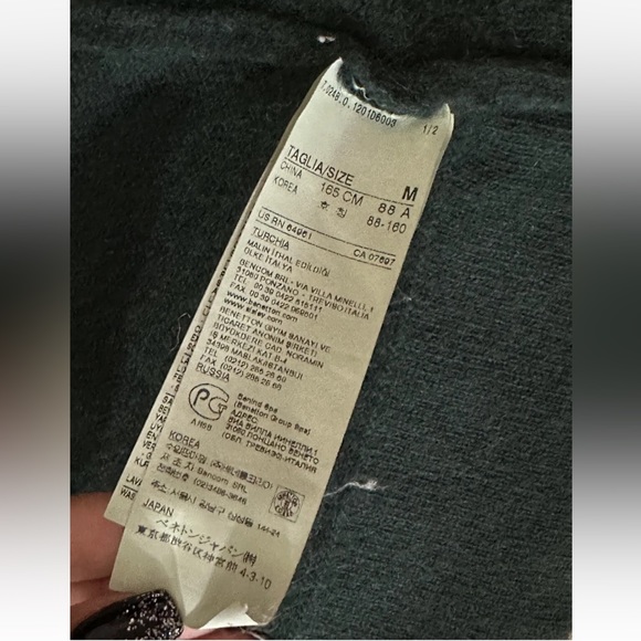 VTG UNITED COLORS of BENETTON emerald green wool open cardigan robe sz M - italy - Picture 8 of 8